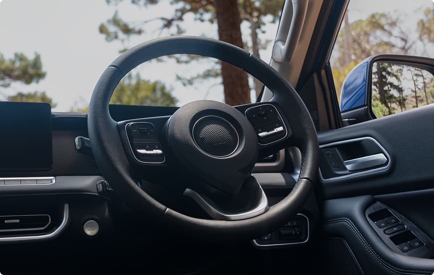 Leather Steering Wheel with Controls